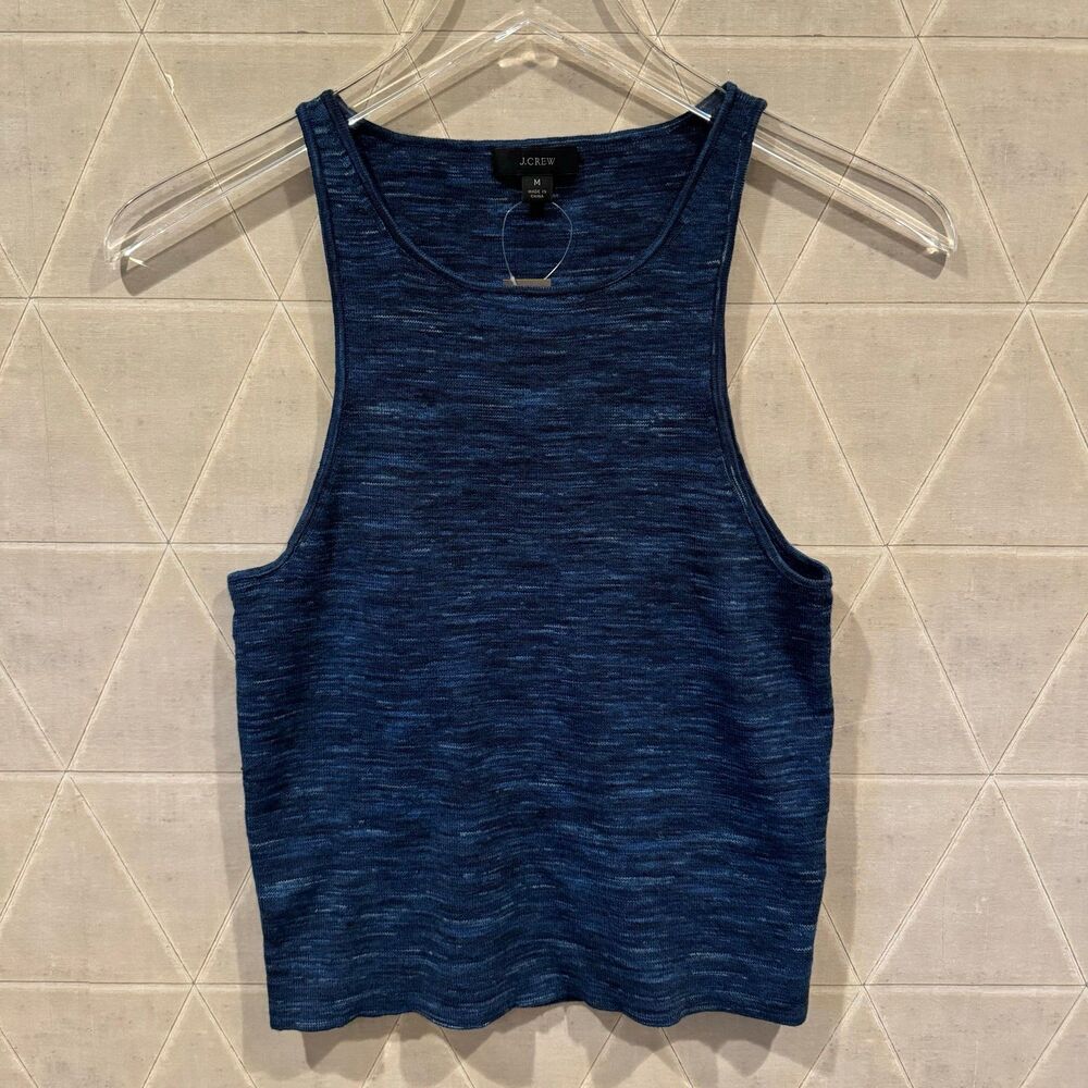 NWT J.Crew Space-dyed racerback sweater-tank, navy blue M